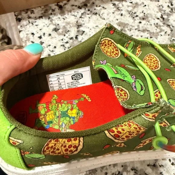 Boys Teenage Mutant Ninja Turtles Green Hey Dudes - Picture 4 of 7